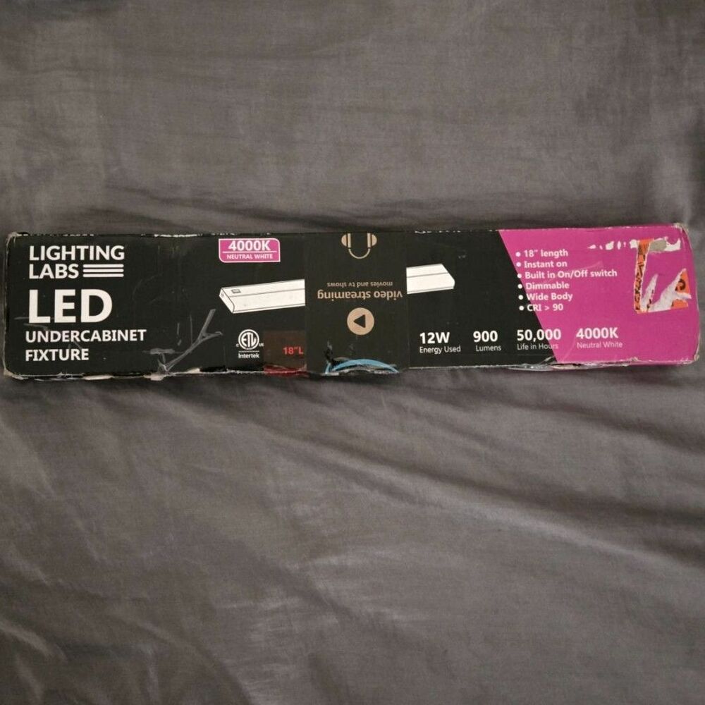 Hardwired LED Under Cabinet Task Lighting 12 Watt, 18", Dimmable, CRI>90, 4000K